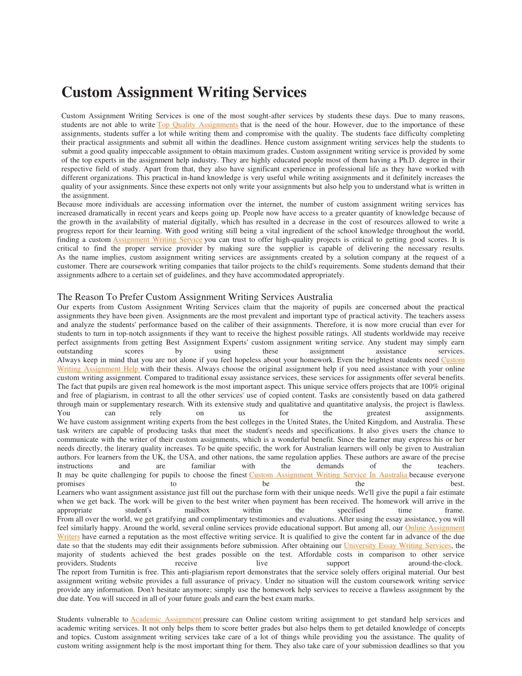 custom writing assignment