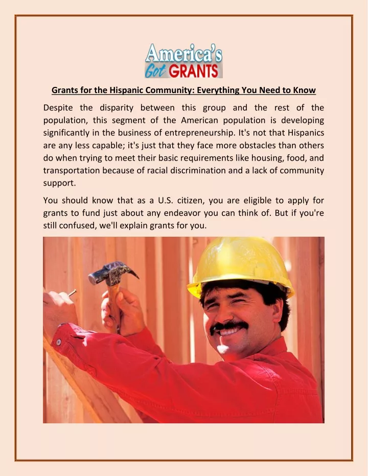 PPT Grants for the Hispanic Community Everything You Need to Know