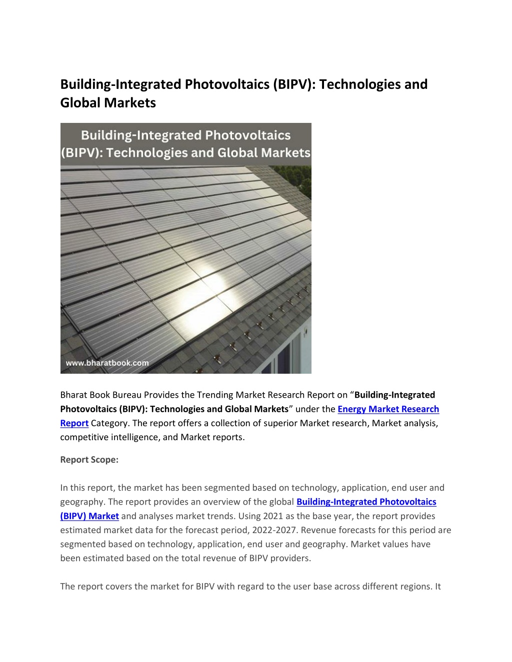 PPT - Building-Integrated Photovoltaics (BIPV Technologies and Global ...