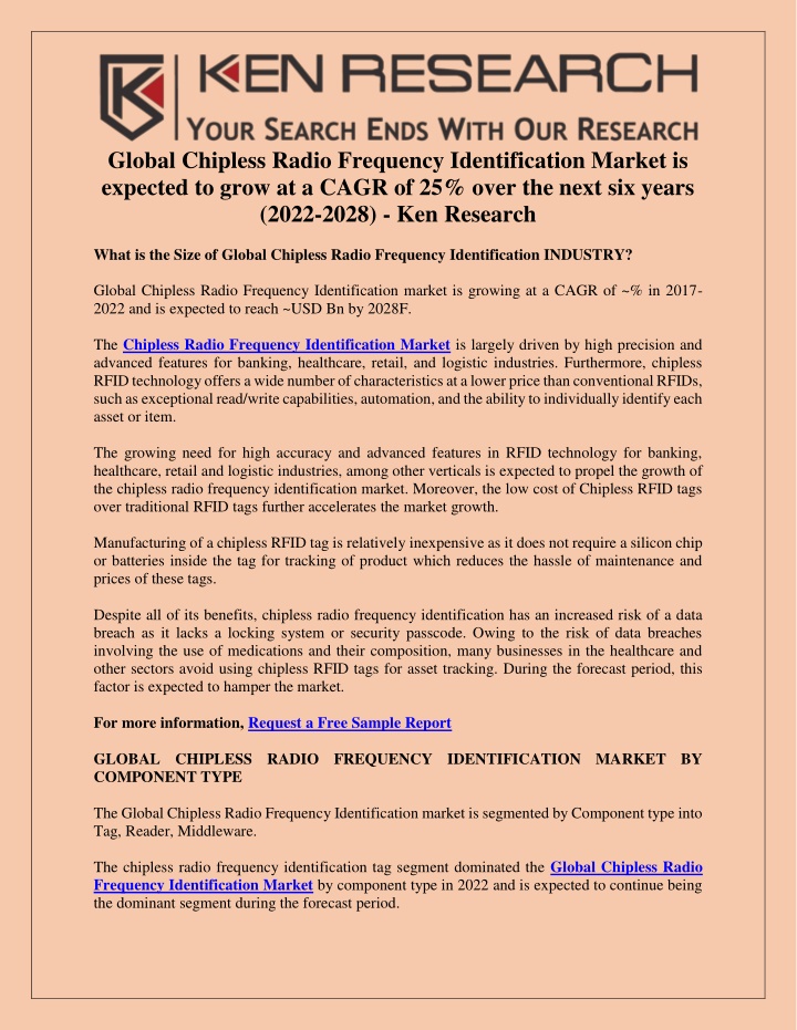 PPT Global Chipless Radio Frequency Identification Market Ken