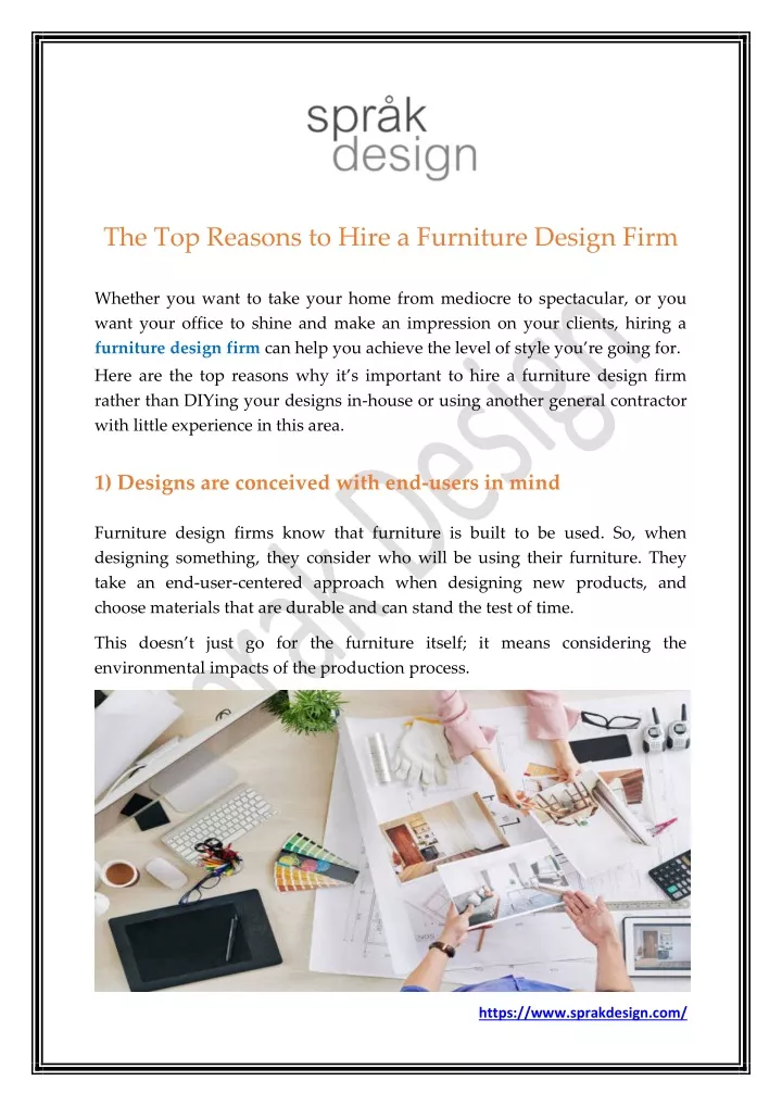 the top reasons to hire a furniture design firm n.