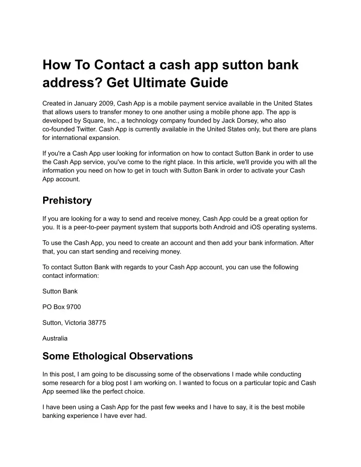 PPT How To Contact a cash app sutton bank address (2 simple methods