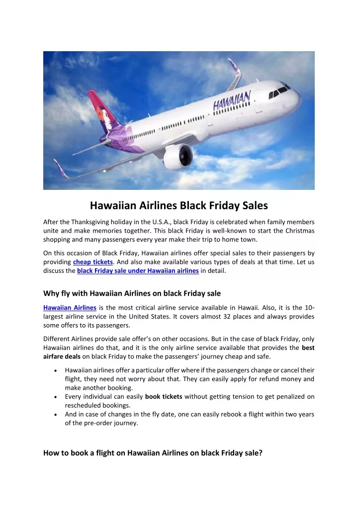 PPT Hawaiian airlines black Friday sales PowerPoint Presentation