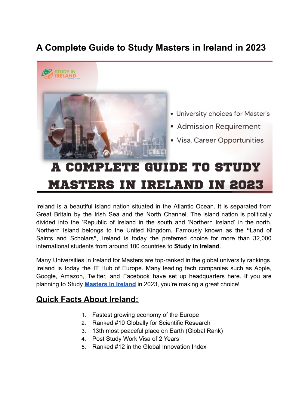PPT - A Complete Guide to Study Masters in Ireland in 2023 PowerPoint ...