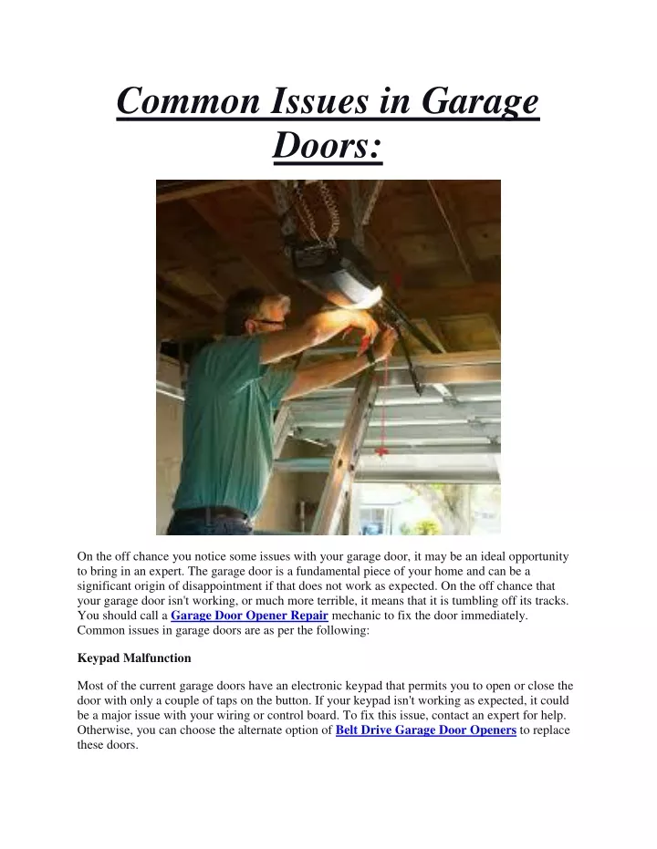 PPT Common Issues in Garage Doors PowerPoint Presentation, free download ID11879866