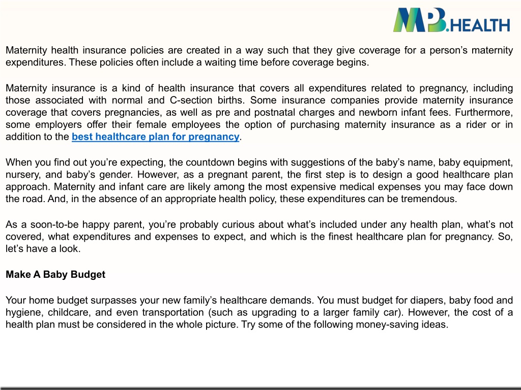 PPT - How To Choose The Best Pregnancy Health Care Plan PowerPoint ...