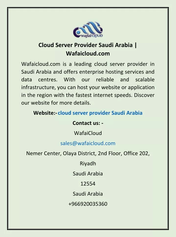 PPT - Cloud Server Provider Saudi Arabia | Wafaicloud.com PowerPoint ...