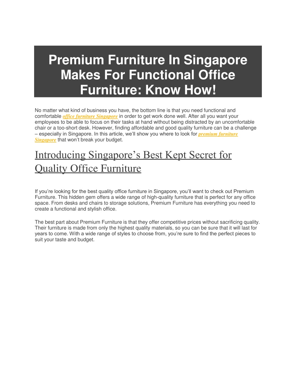 PPT Buy Premium Office Furniture Singapore Cubo Collective