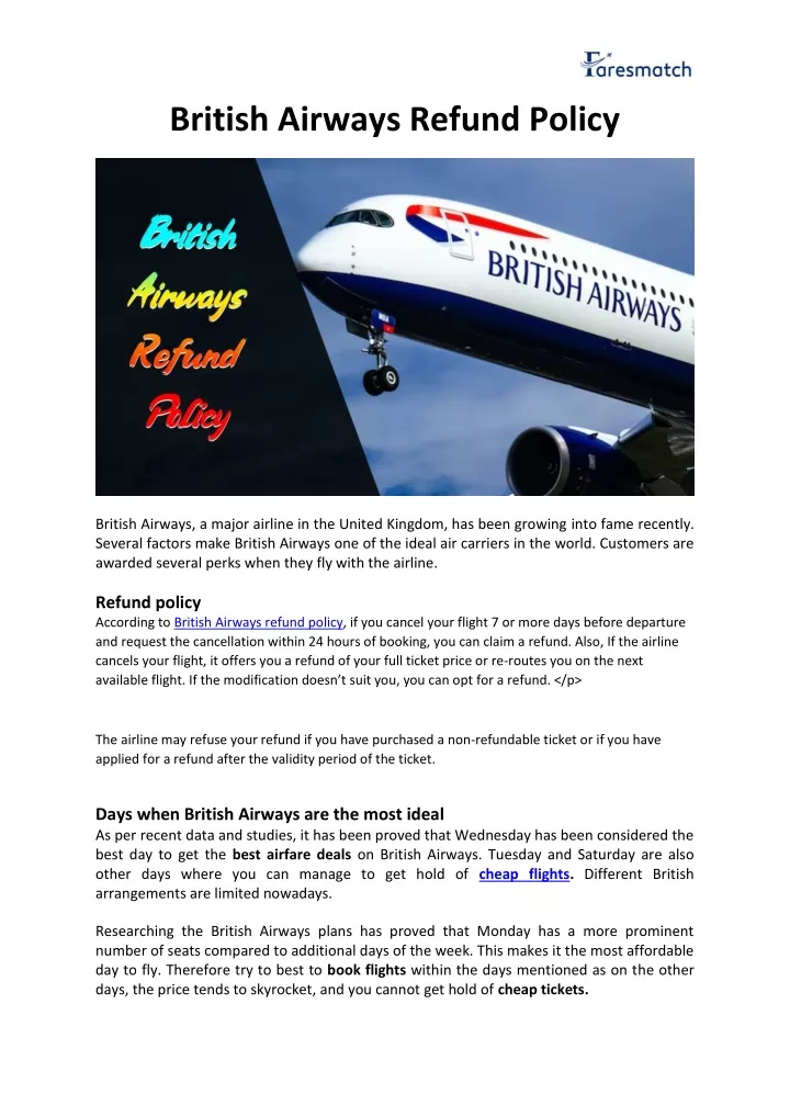 british airways euro traveller refund
