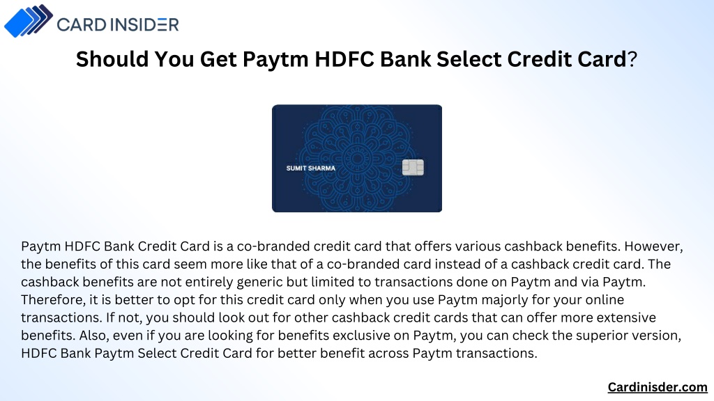 Ppt Paytm Hdfc Bank Select Credit Card Powerpoint Presentation Free Download Id11882138 5431