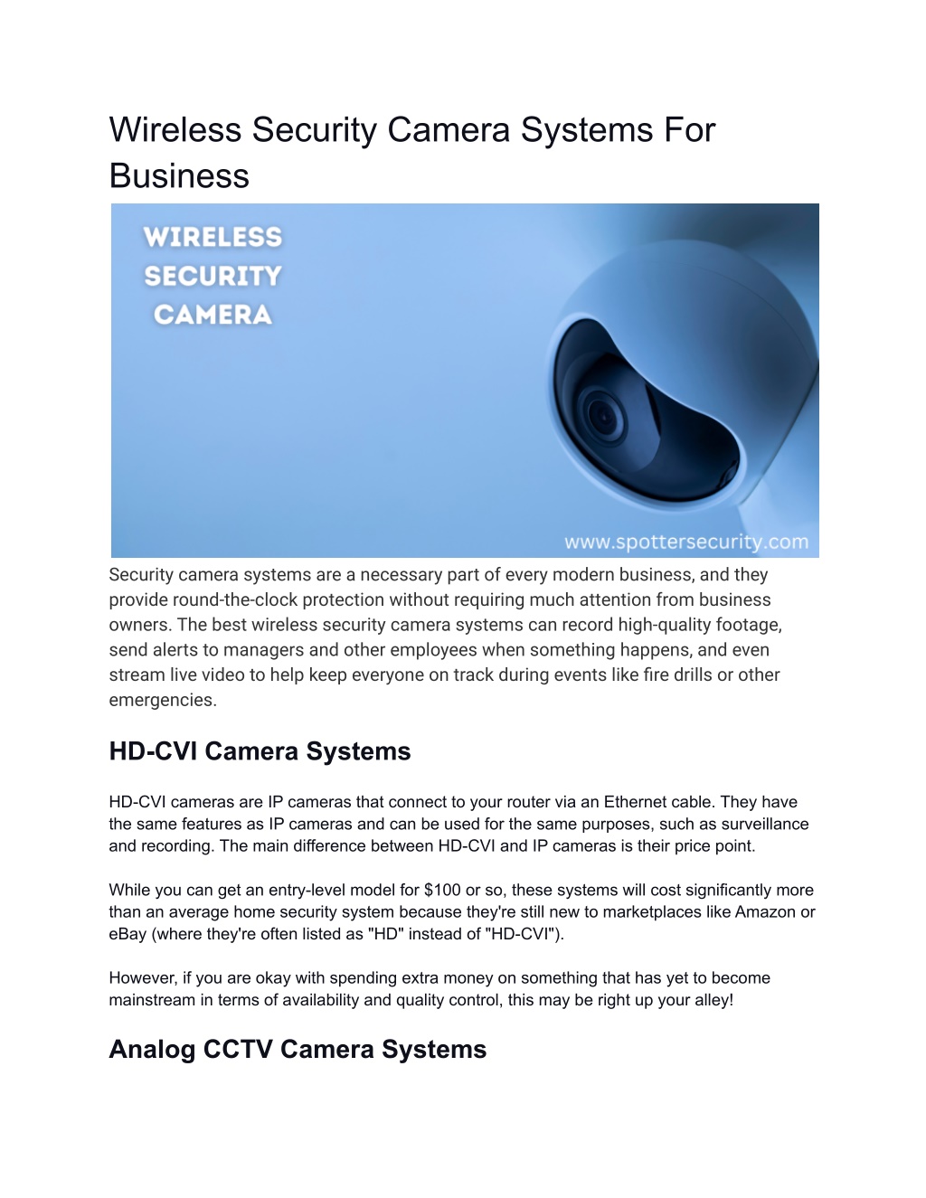 PPT - Wireless Security Camera Systems For Business PowerPoint