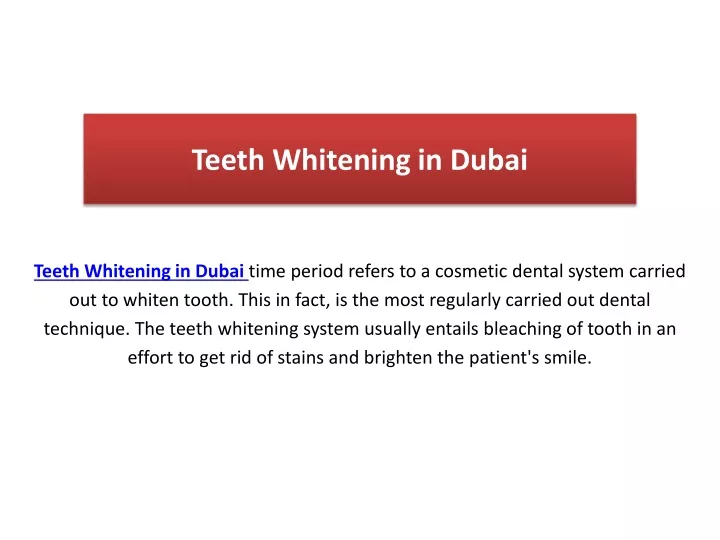 PPT Teeth Whitening Dubai PowerPoint Presentation, free download ID