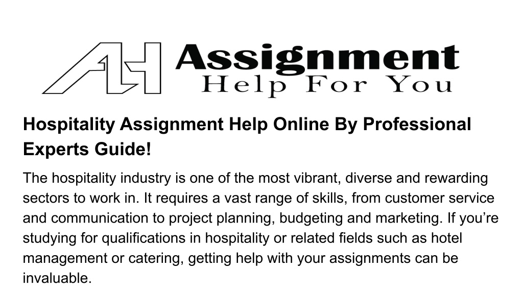 hospitality assignment 1 answers