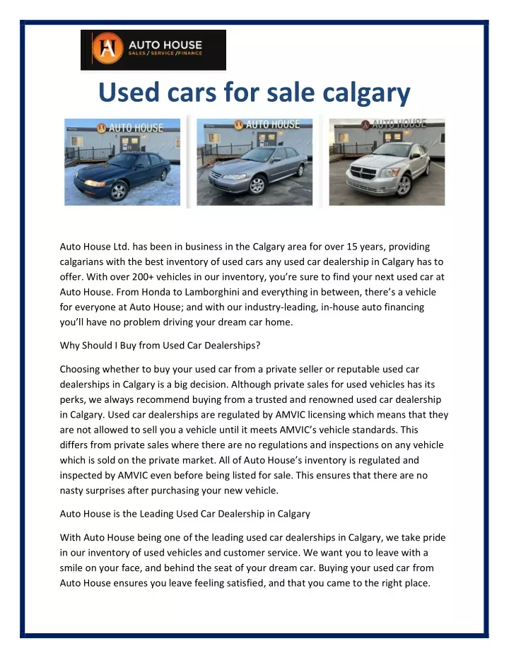 PPT Used cars for sale calgary PowerPoint Presentation, free download ID11885336