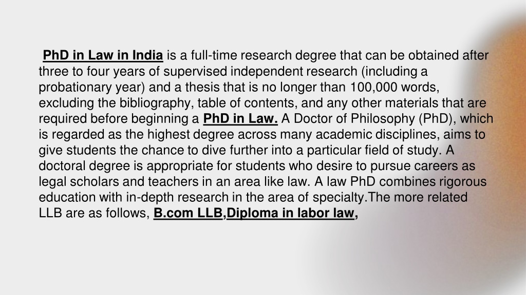 phd in law course duration