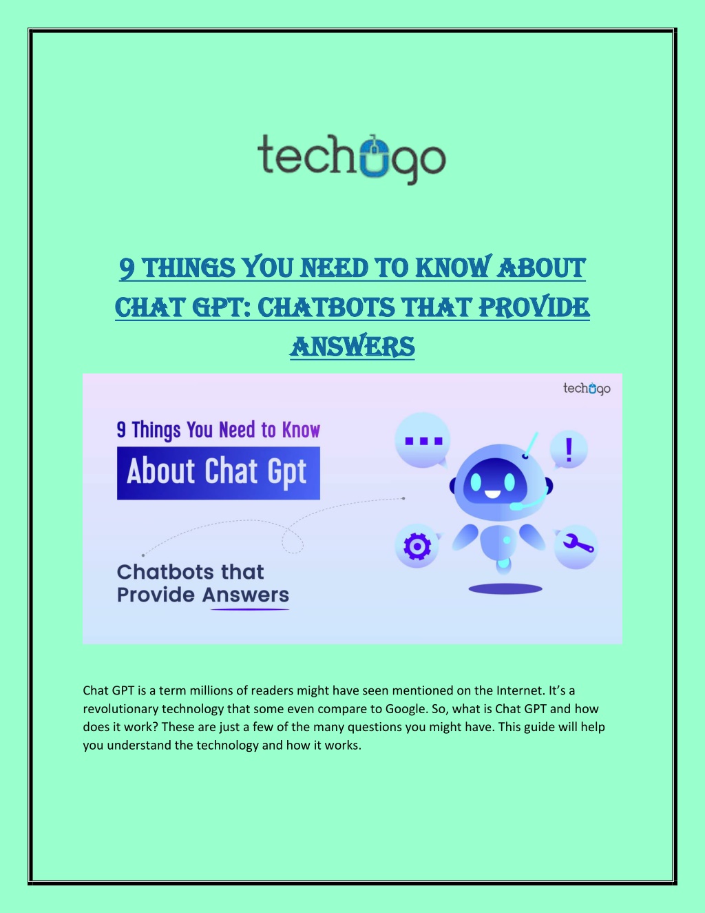 PPT - 9 Things You Need To Know About Chat Gpt: Chatbots That Provide ...