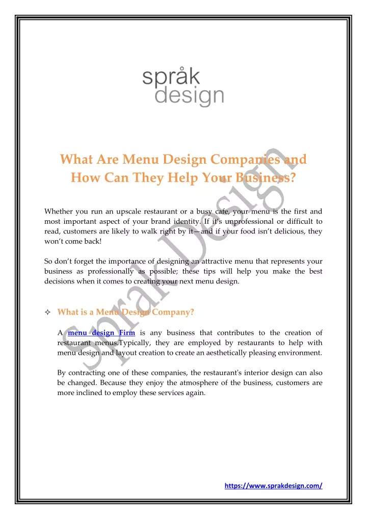 what are menu design companies and how can they n.