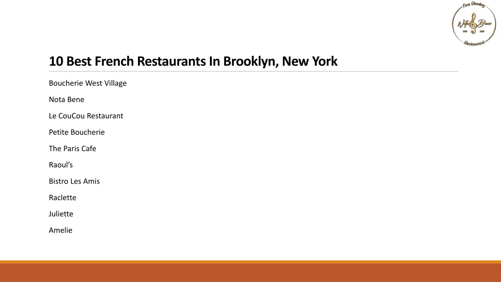 PPT - 10 Best French Restaurants In Brooklyn, New York PowerPoint