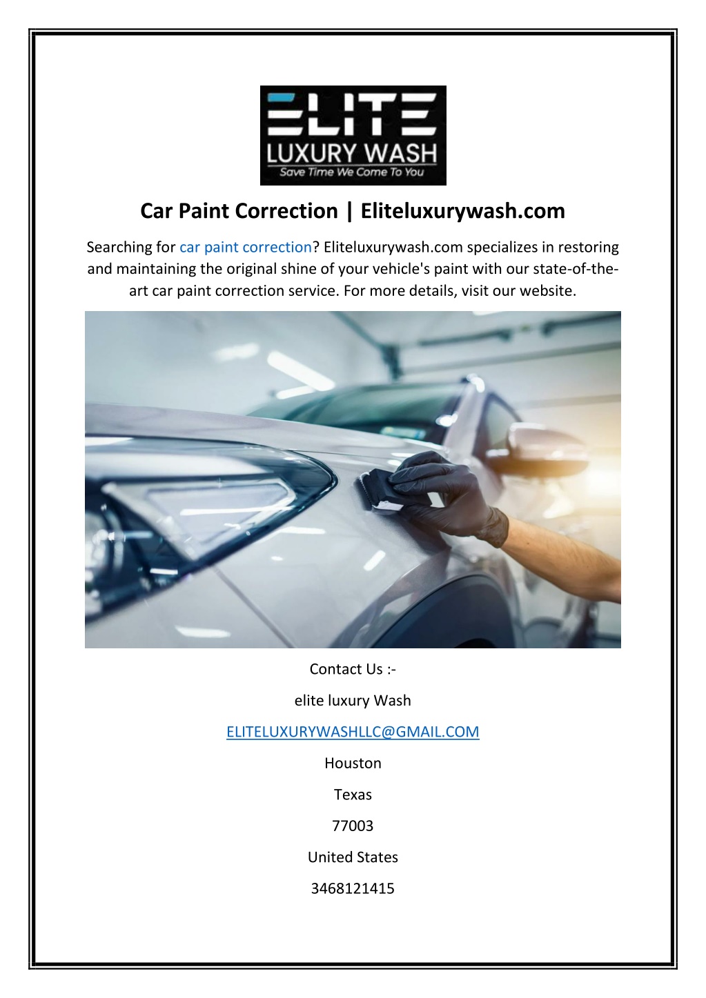 PPT - Car Paint Correction Eliteluxurywash.com PowerPoint Presentation ...