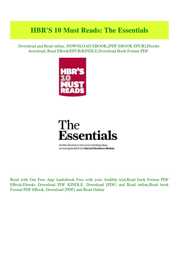 PPT - (READ)^ HBR'S 10 Must Reads The Essentials Pdf READ PowerPoint ...