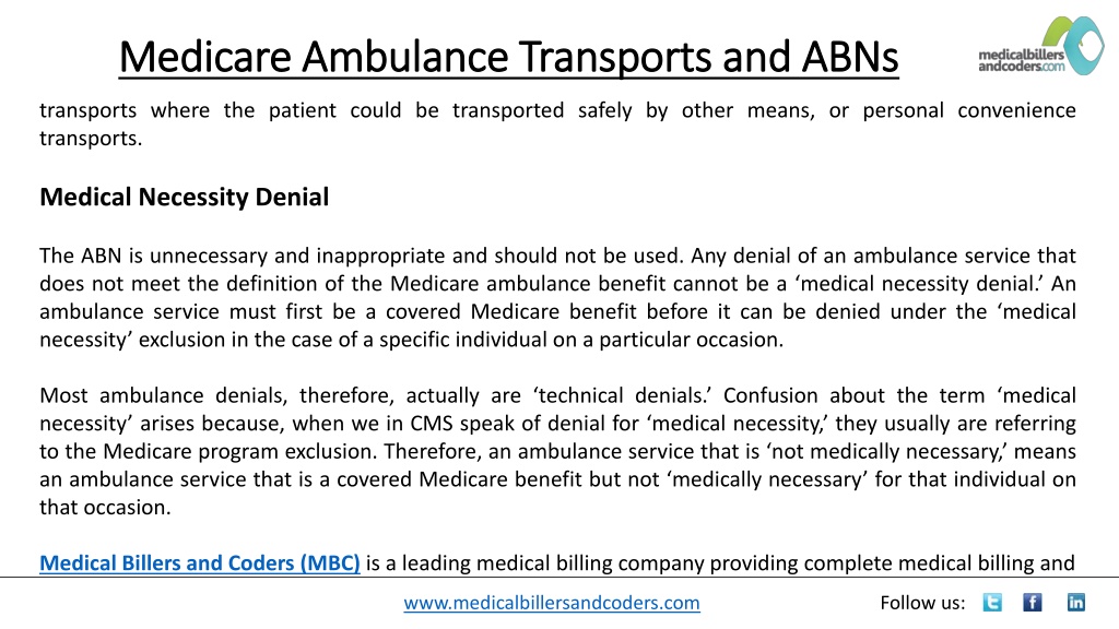 PPT Medicare Ambulance Transports and ABNs PowerPoint Presentation