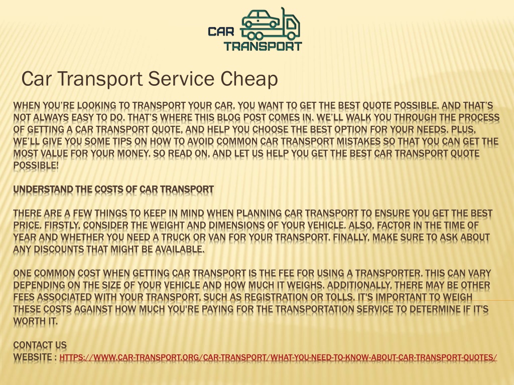 PPT Car Transport Quote PowerPoint Presentation, free download ID