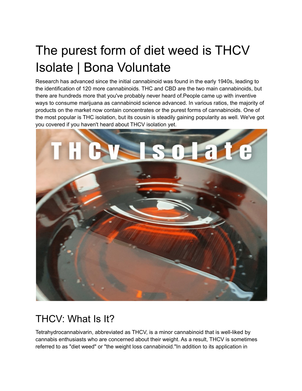 PPT - The Purest Form Of Diet Weed Is THCV Isolate _ Bona Voluntate ...