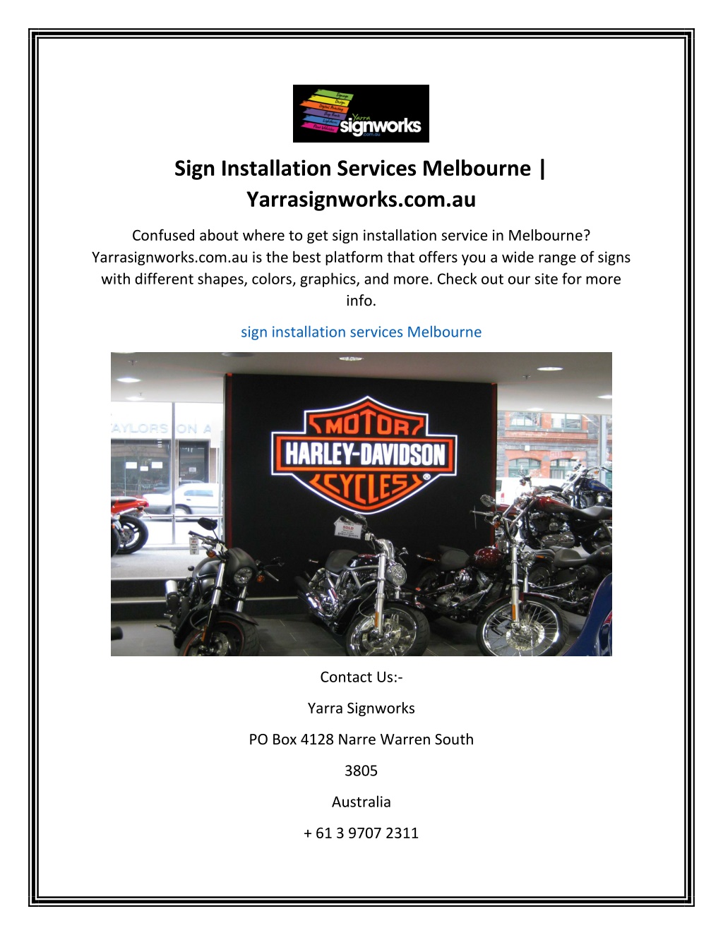 PPT Sign Installation Services Melbourne