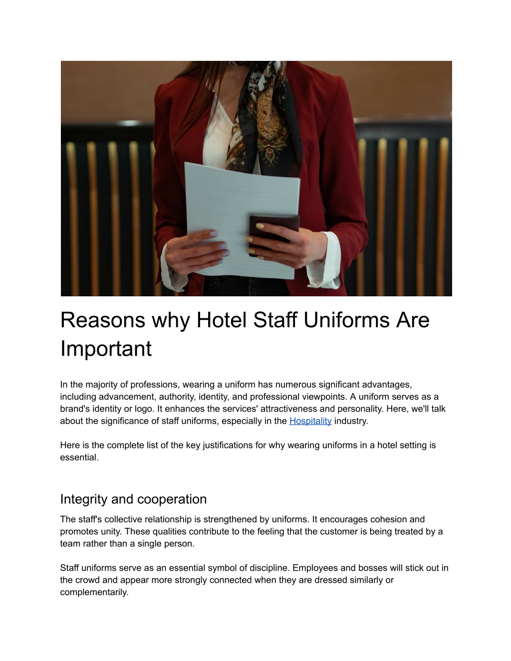 Ppt Reasons Why Hotel Staff Uniforms Are Important Powerpoint Presentation Id 11891165