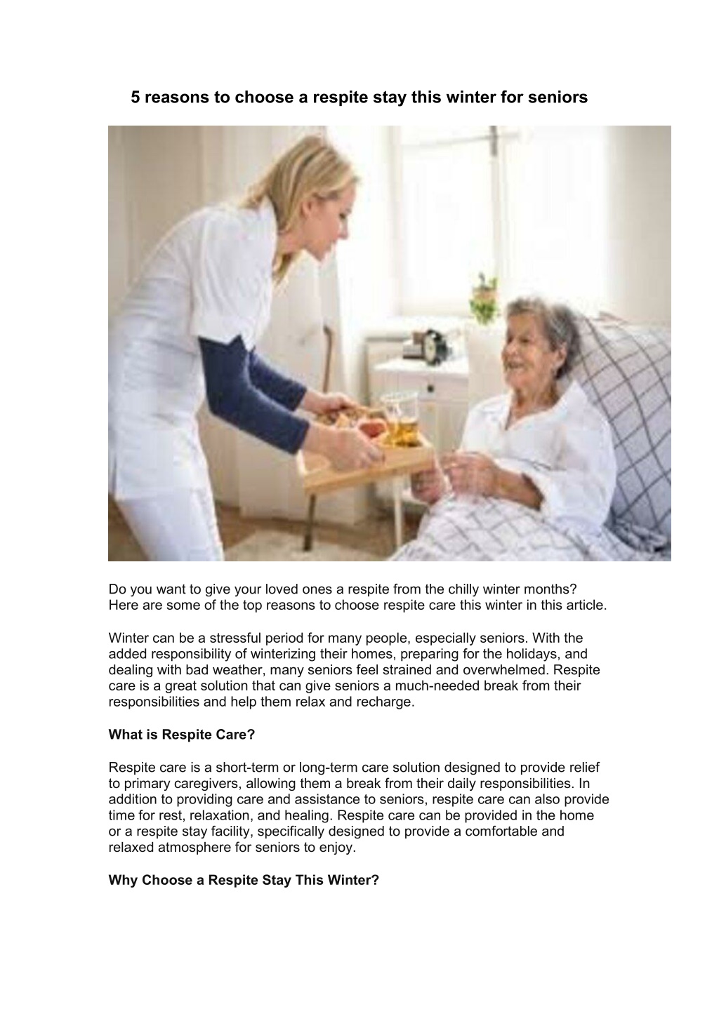 PPT - 5 reasons to choose a respite stay this winter for seniors ...