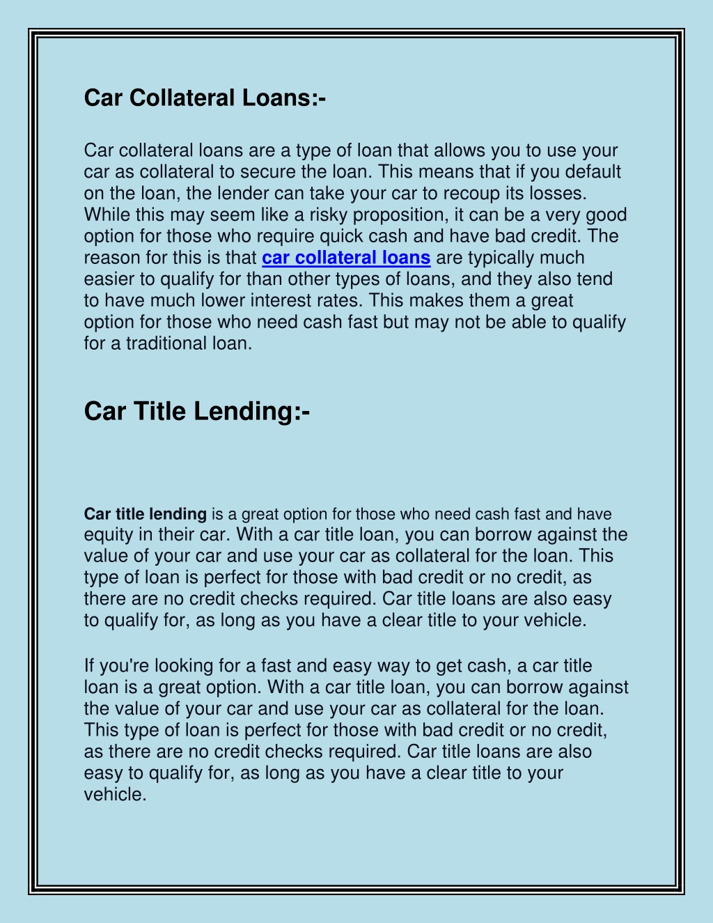 PPT Car Collateral Loans PowerPoint Presentation, free download ID11891760