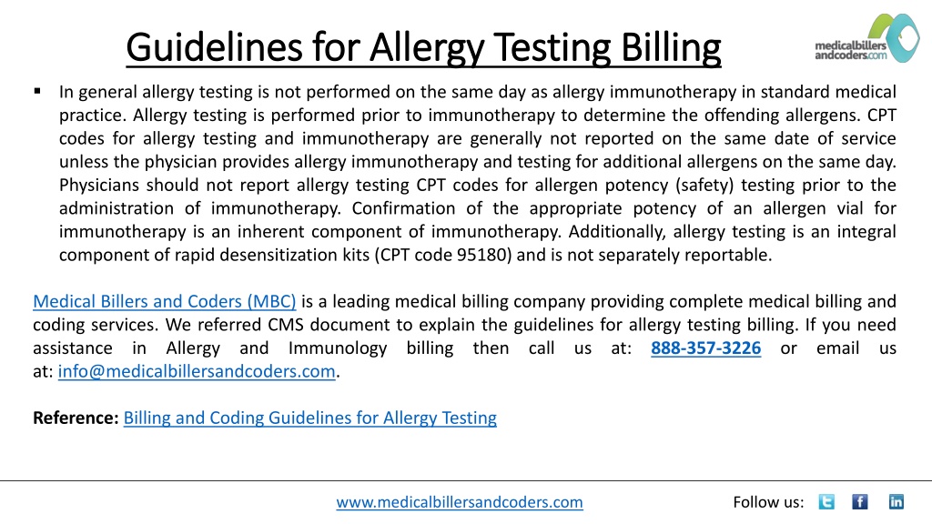 PPT Guidelines for Allergy Testing Billing PowerPoint Presentation