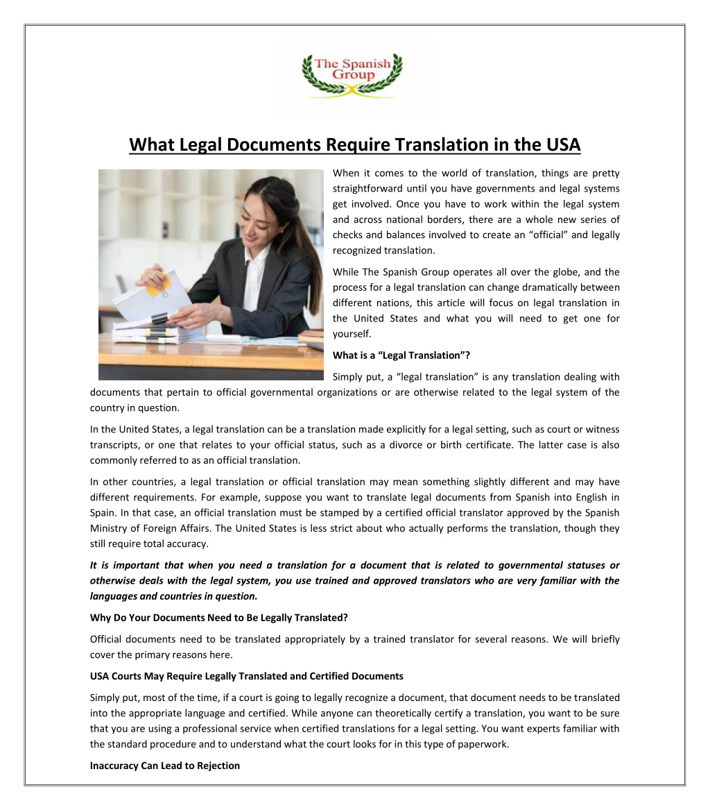 Ppt What Legal Documents Require Translation In The Usa Powerpoint Presentation Id11893684 7113