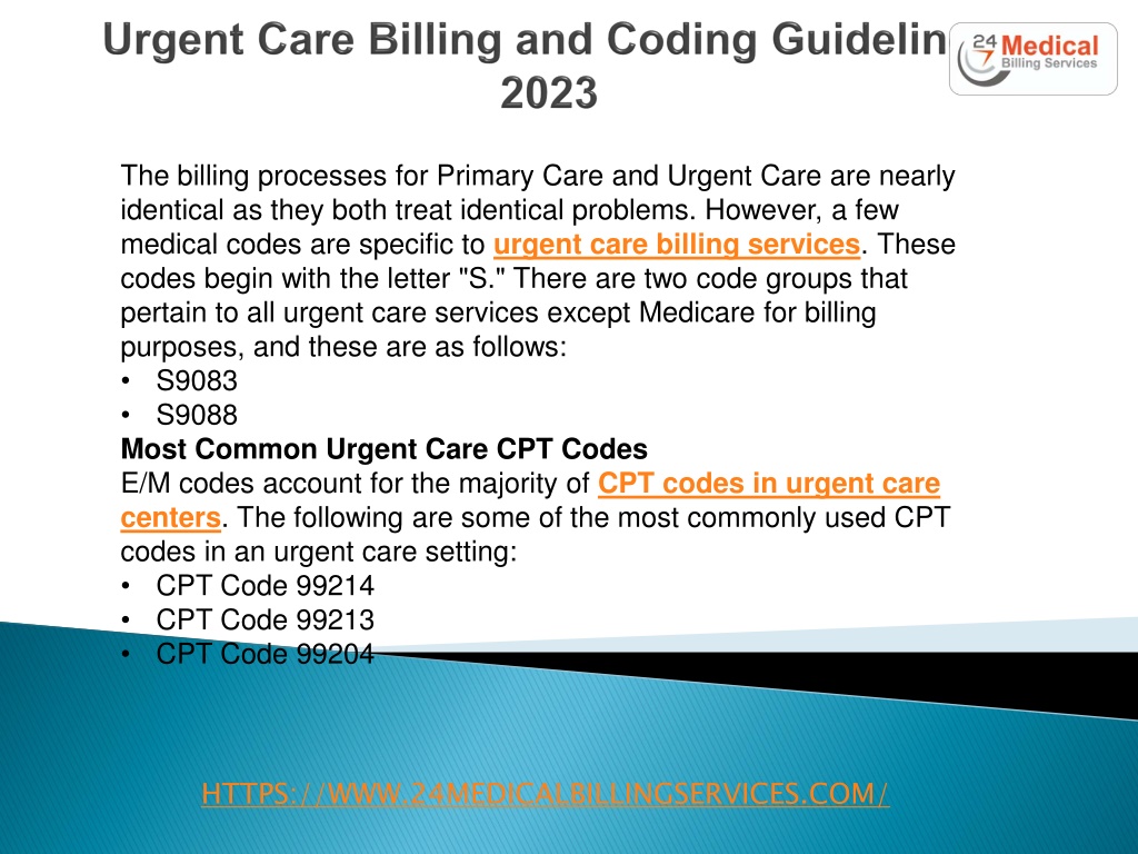 PPT Urgent Care Billing and Coding Guidelines 2023 PowerPoint