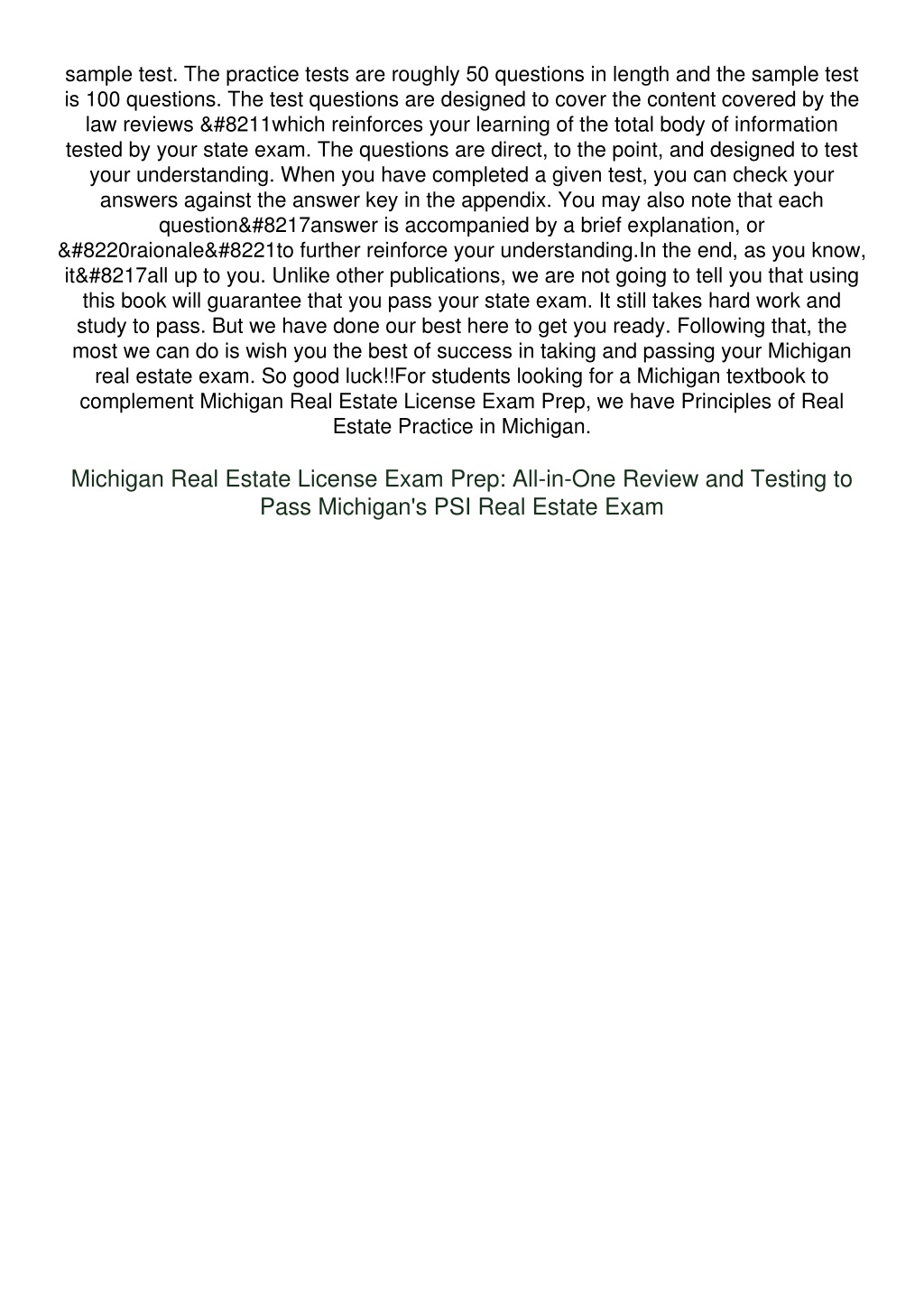 PPT [ebook] d!OWNLOAD Michigan Real Estate License Exam Prep Allin