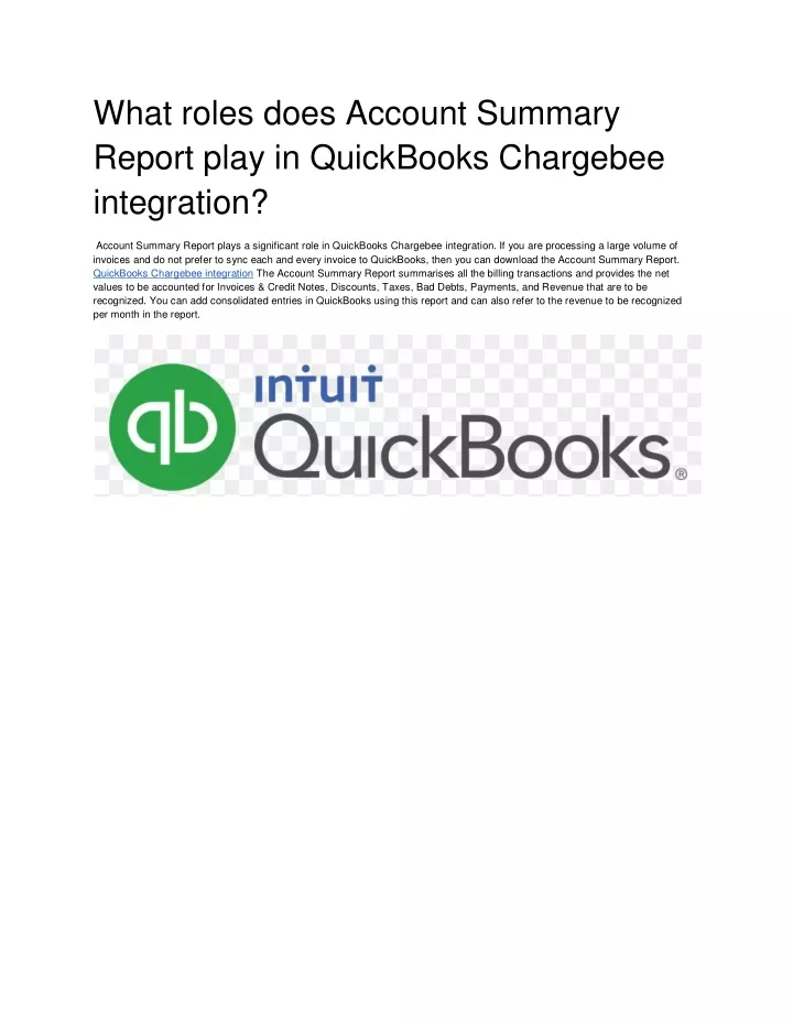 Quickbooks Roles PPT - QuickBooks Chargebee integration PowerPoint Presentation, free ...