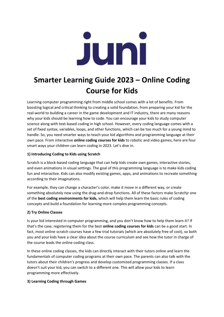 Online Coding Course For Kids