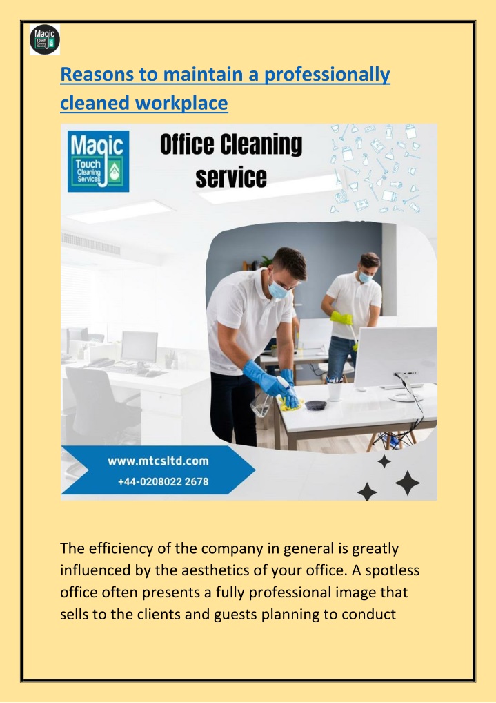 PPT - Reasons to maintain a professionally cleaned workplace PowerPoint ...