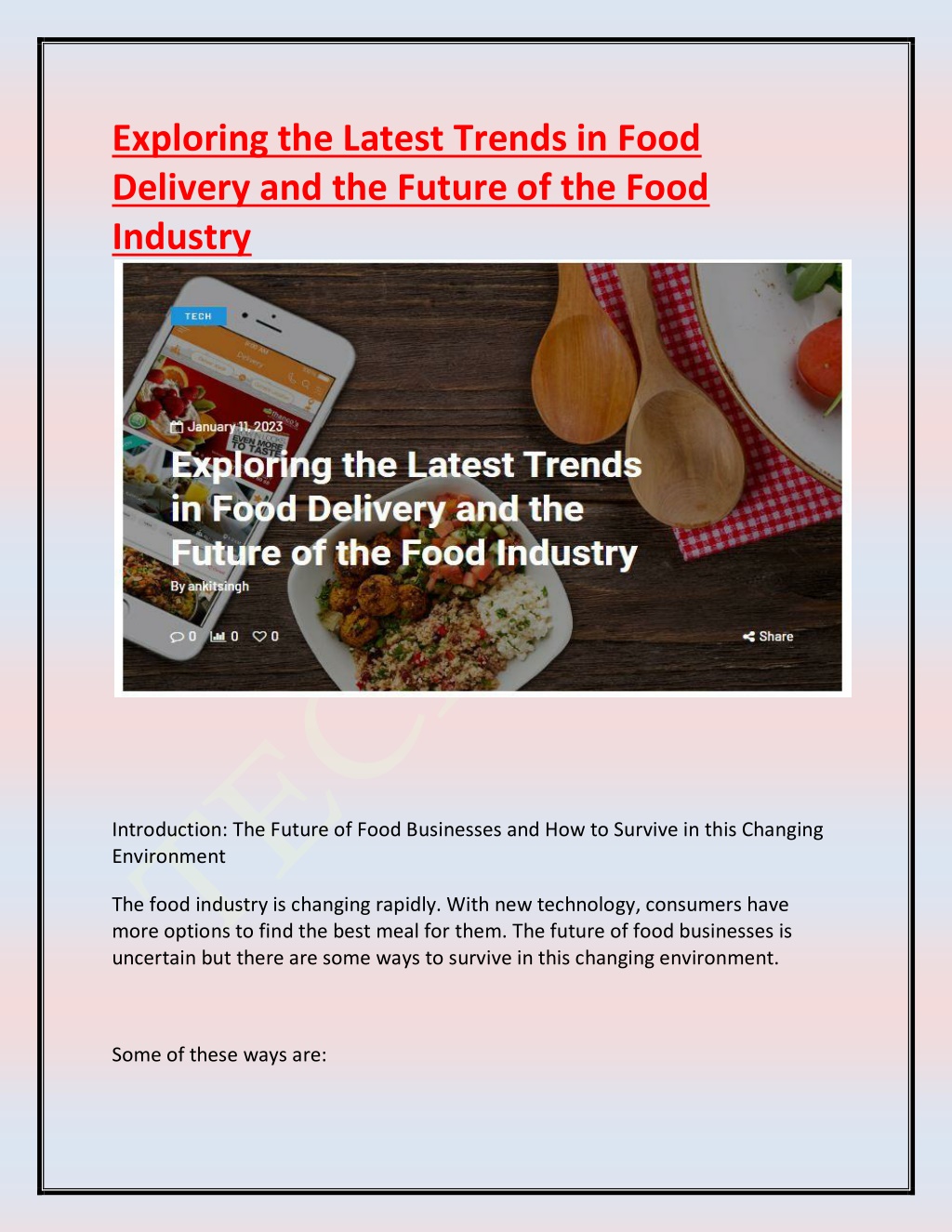 PPT - Exploring The Latest Trends In Food Delivery And The Future Of ...