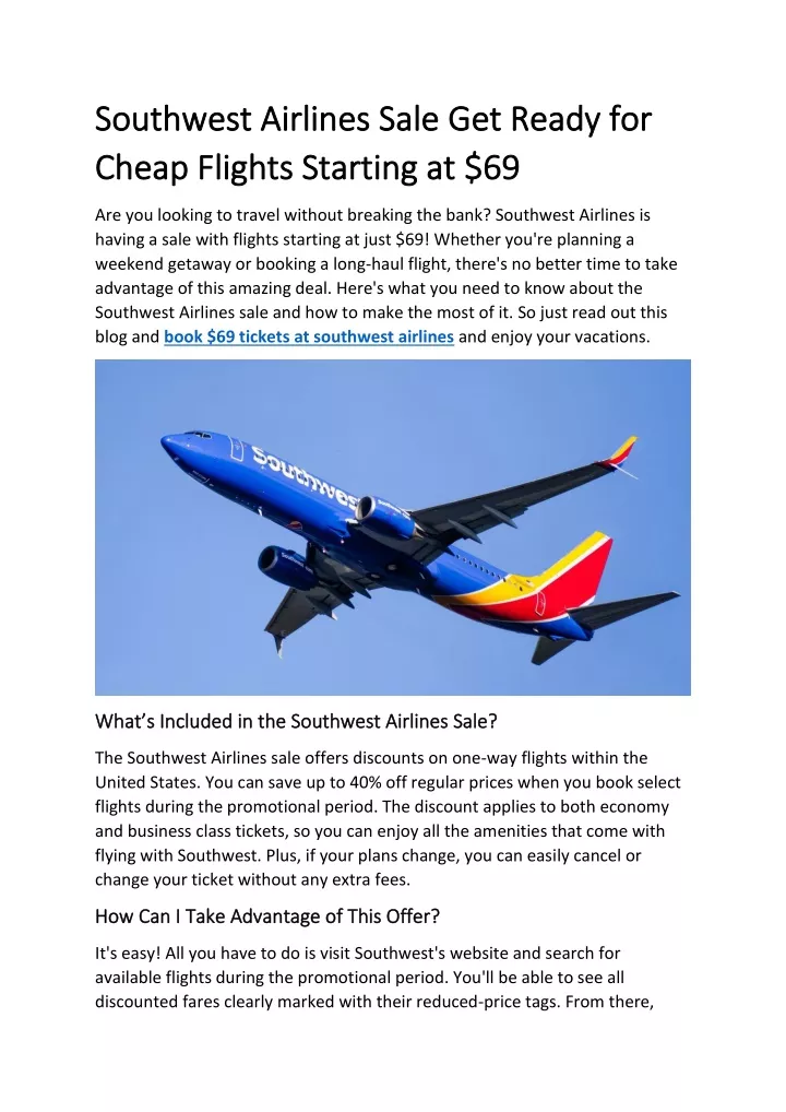 PPT Southwest Airlines Sale Get Ready for Cheap Flights Starting at