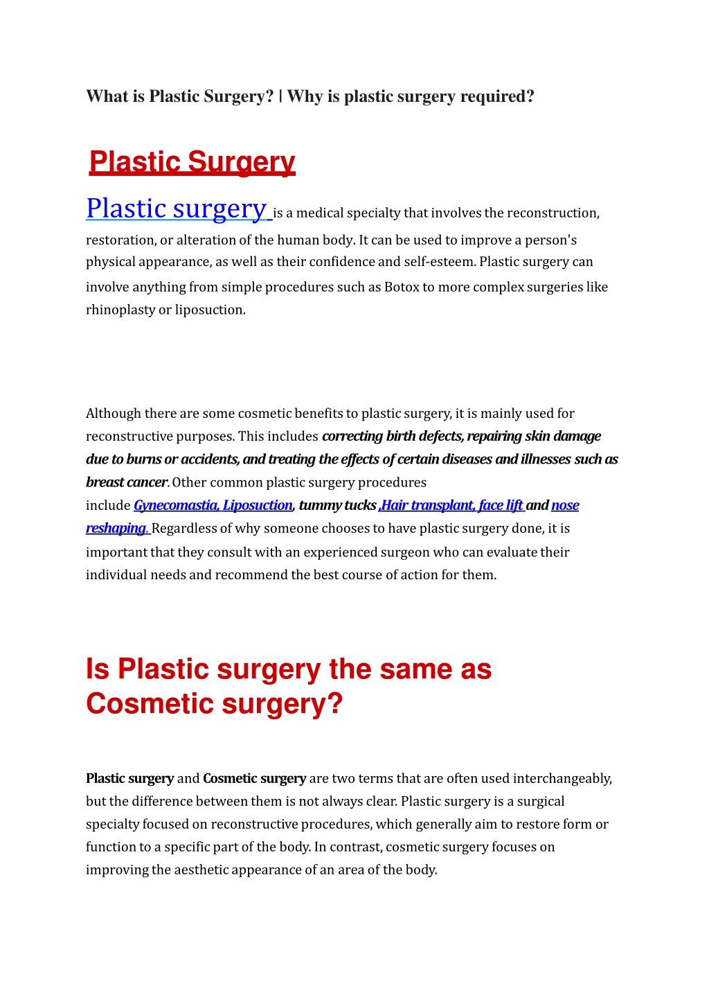 PPT What is Plastic Surgery? Why is plastic surgery required