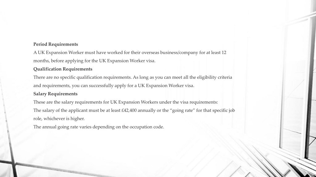 PPT - Requirements For A UK Expansion Worker Visa PowerPoint ...