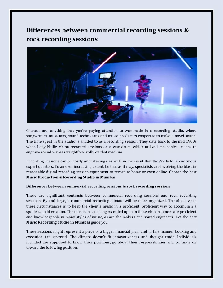PPT - Differences between commercial recording sessions & rock ...