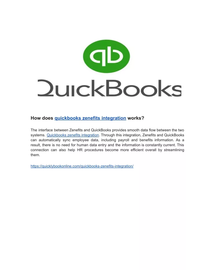 PPT How does quickbooks zenefits integration works PowerPoint