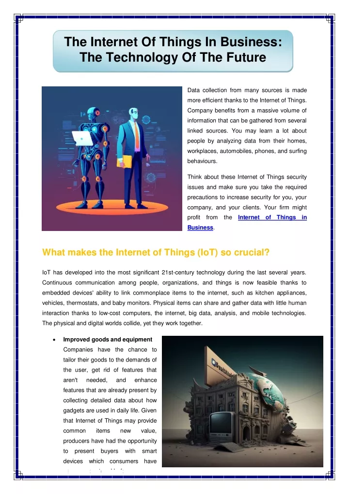 PPT - The Internet Of Things In Business The Technology Of The Future ...