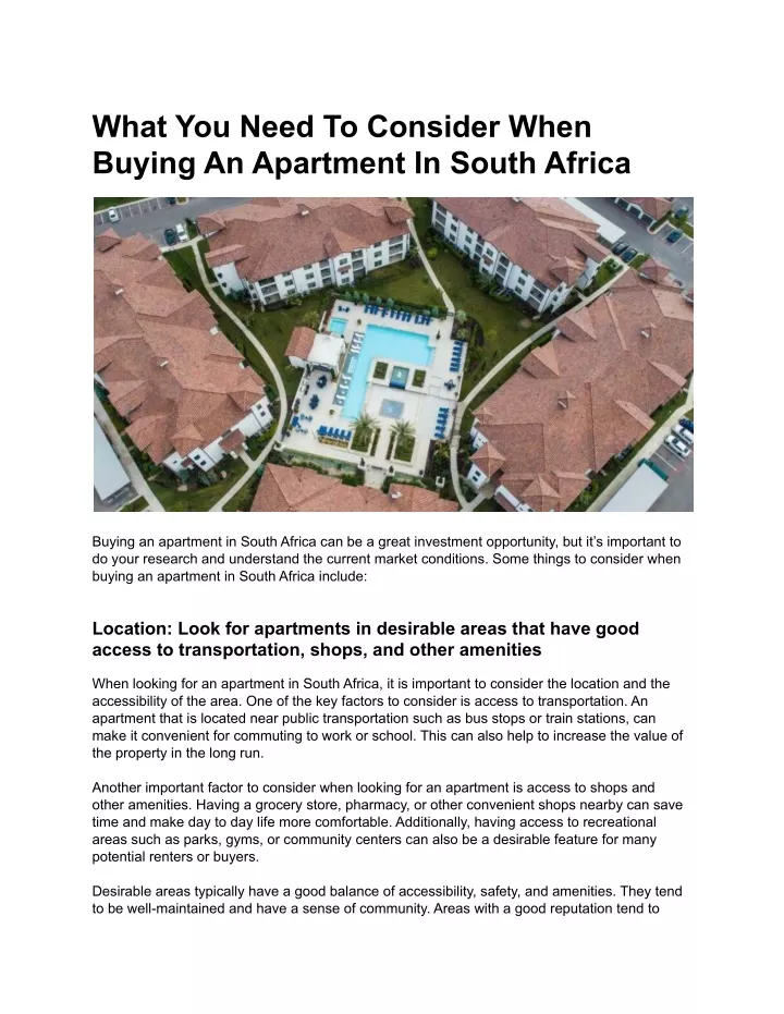 PPT What You Need To Consider When Buying An Apartment In South