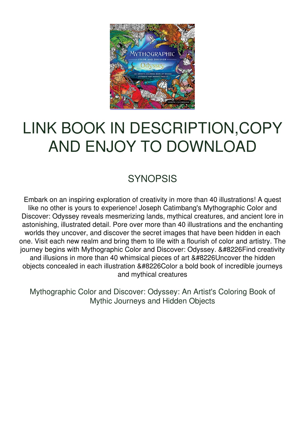 Mythographic Color and Discover: Odyssey: An Artist's Coloring Book of Mythic Journeys and Hidden Objects [Book]