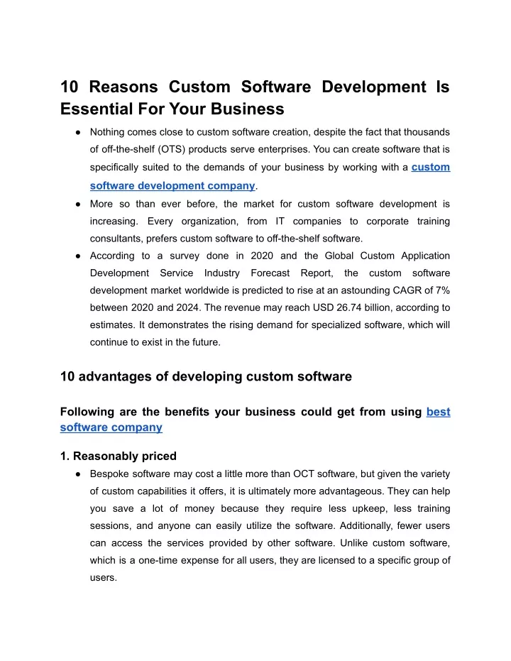 PPT - 10 Reason Why Your Business Needs Custom Software Development ...