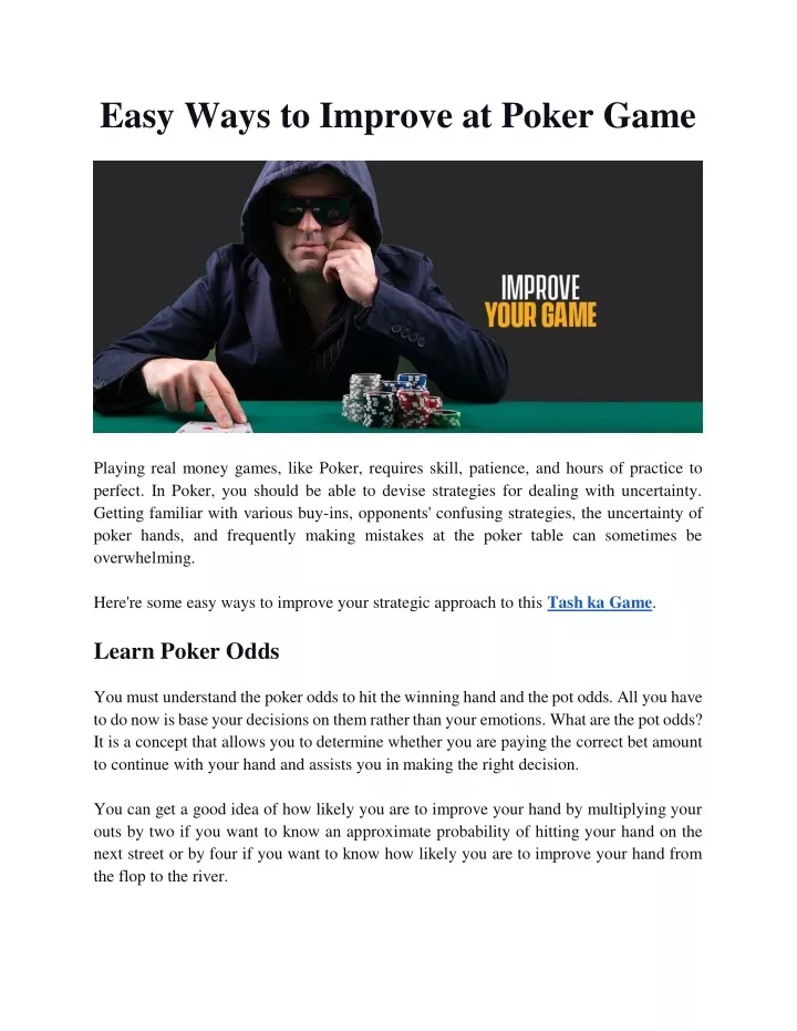 PPT - Easy Ways to Improve at Poker Game PowerPoint Presentation, free ...