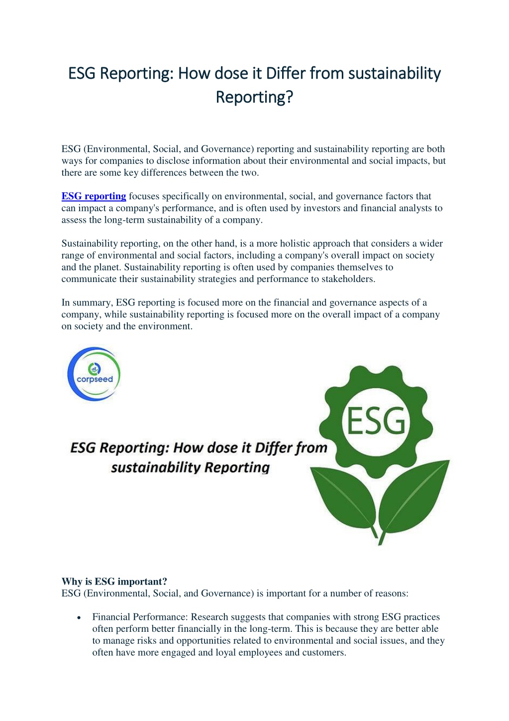 The Difference Between ESG and Sustainability Efforts
